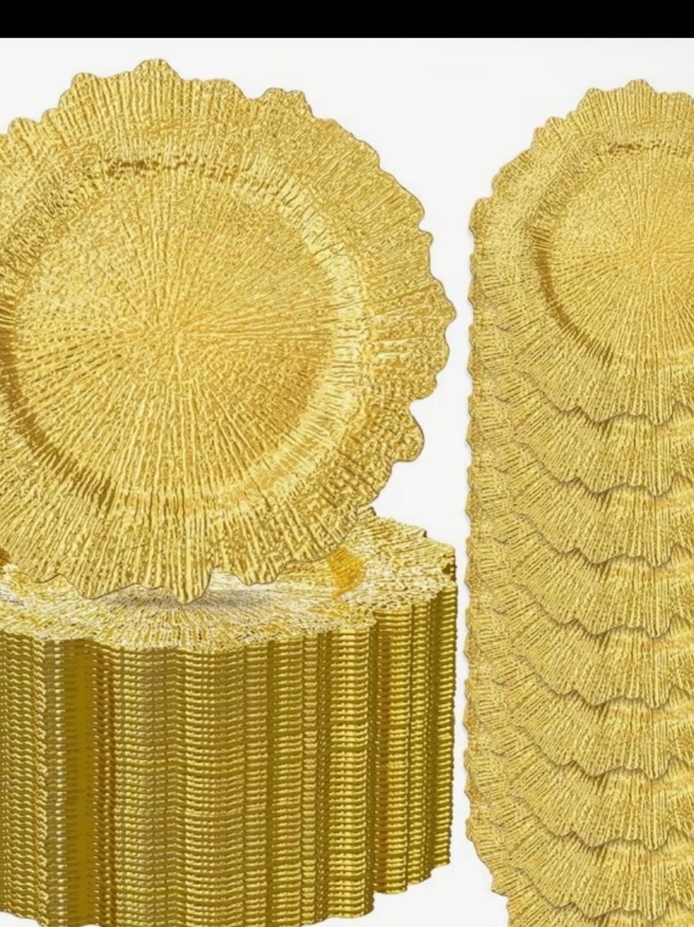 Gold Decorative Charger Plates - 100 count